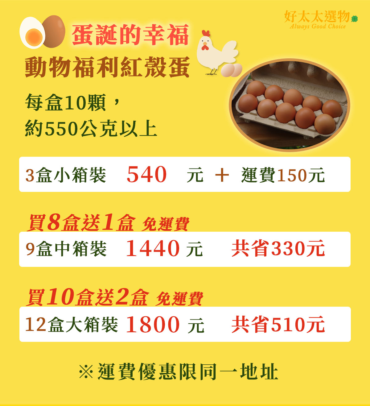 蛋誕的幸福 動物福利紅殼雞蛋價目表